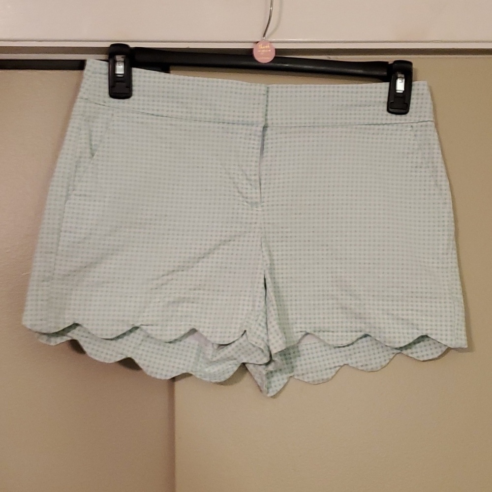 Crown & Ivy Mint Checkered Scalloped Shorts Size 4
